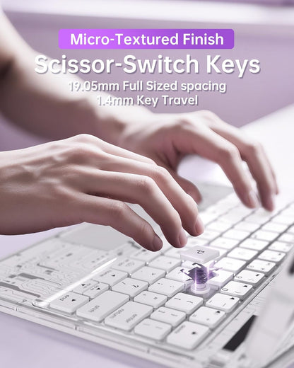 Intermerge for iPad 9th 10.2 inch Keyboard Case, 360° Transparent Multi-Touch Trackpad, 7-Color Backlit Keyboard, Pencil Holder, Type-C, Power Indicator for 9th/ 8th/ 7th - Frost Pulse