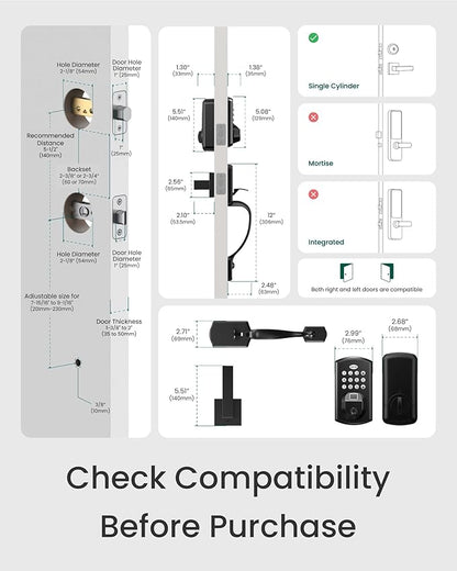 DESLOC A100F Electronic keypad Door Lock with Handle Set, Smart Front Door Locks Set, Keyless Entry Door Lock with Handles, Smart Locks for Front Door, Deadbolt Smart Lock, 12 Months Battery, IP54