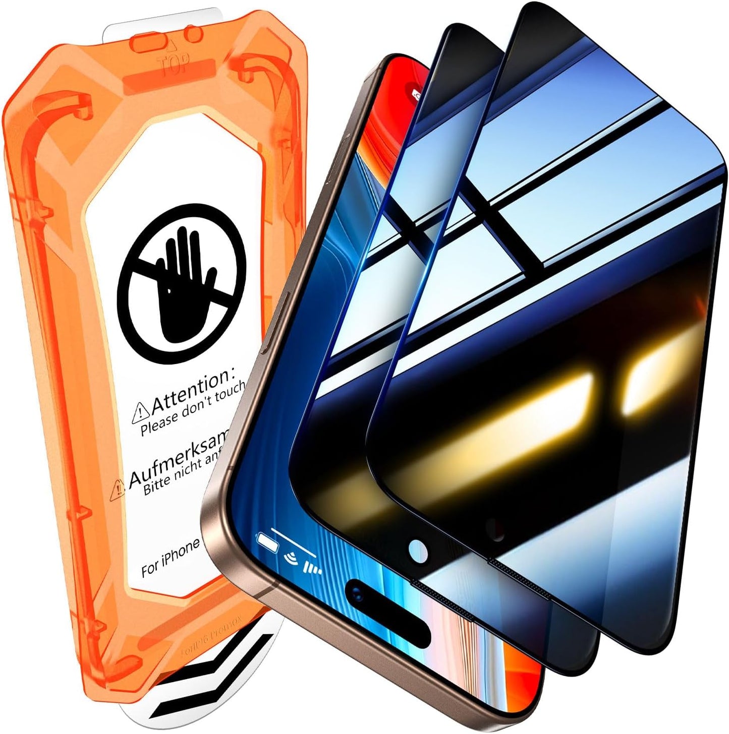 UniqueMe for iPhone 16 Pro Max Privacy Screen Protector, [Military Grade Shatterproof & 9H+ Hardness] Privacy Screen 16 Pro Max Tempered Glass Full Coverage Protection, 2 Packs