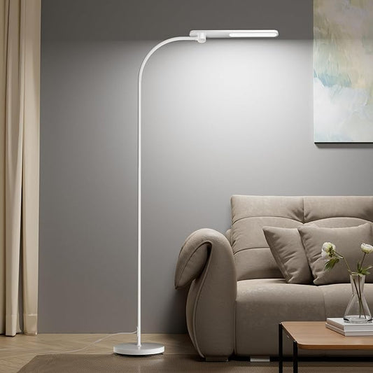 Honeywell F4 Sunturalux™ LED Floor Lamp, CRI 97 Full-Spectrum Eye-Caring Light, Stepless Dimmable Task Lamp with Flexible Gooseneck, 77.5" Tall Reading Lamp for Living Room & Office