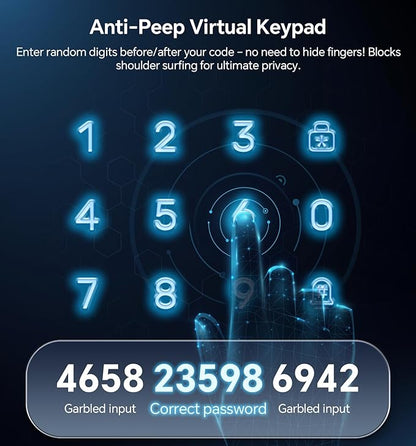 Keyless Entry Keypad Deadbolt with Handle Set, Smart Lock, Auto-Lock + One-Touch Lock, 100 Codes + 15-Min Easy Install, Ideal for Airbnb/Homes/Offices, Fits U.S. Standard Front Doors, Black