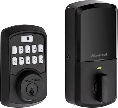 Kwikset 99420-003 Aura Bluetooth Programmable Keypad Door Lock Deadbolt Featuring SmartKey Security, Iron Black