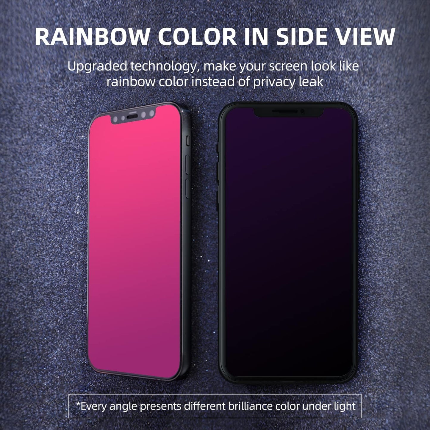 EGKimBa Privacy Screen Protector compatible with iPhone 12 Pro Max, 6.7 inch Gradient Colorful Electroplated Anti-Spy Anti-Blue Light Easy Installation Tempered Glass
