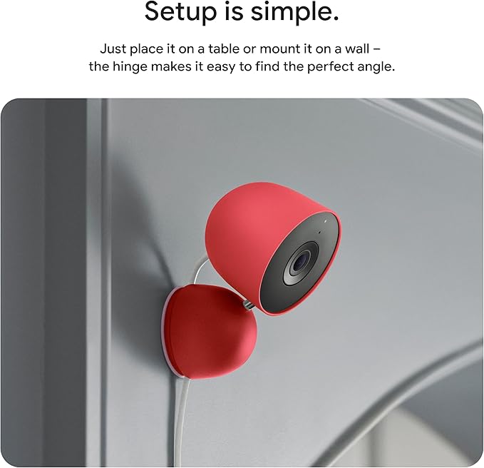 Google Nest Cam Indoor (Wired, 3rd Gen) - Security Camera with 2K Video and Gemini, Night Vision, 2-Way Audio, Works with Google Home - 2025 Model - Berry
