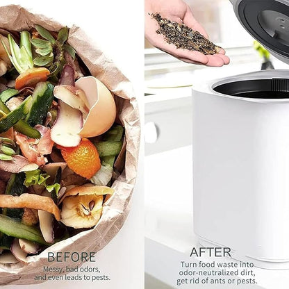 Odorless Countertop Smart Compost Bin, Turns Waste into Dry Fertilizer, Compost Bin for Indoor, Electric Composter for Kitchen,220V