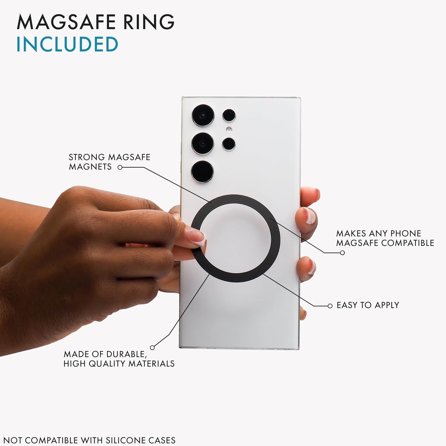 LoveHandle PRO MagSafe Compatible Magnetic Phone Grip w/Kickstand - Mount, Strap and Stand for Smartphone and Tablet - MagSafe Ring Included - Fits All Devices - Solid Lavender