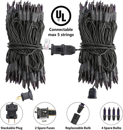 Toodour Purple Halloween Lights, 25ft 100 Count Incandescent Halloween String Lights, UL Certified Connectable Mini Bulbs String Lights for Home, Garden, Porch, Yard, Patio, Party, Indoor Decoration