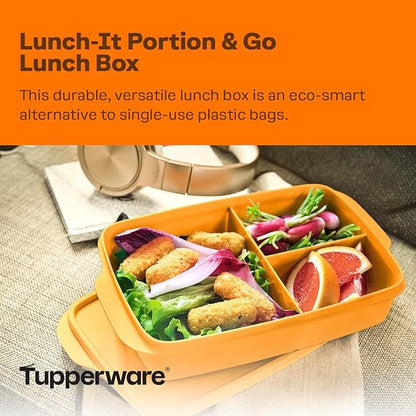 Tupperware Lunch-It Portion & Go Lunch Box Food Storage Container in Orange, Dishwasher Safe and BPA Free (4 Cups/1L)
