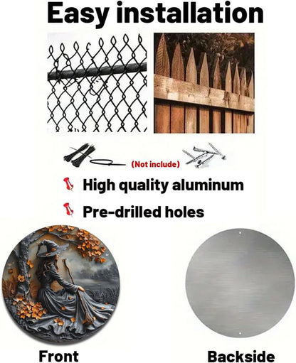 Fanyil/Olygee/Sherum/Shirem/Pubyfun/Glosrity/Libilin/Graddi/Solymody/Gowebs/Goredny/Vianys Witching Hour, Door Way Hanging Decor Halloween, 2D Wooden Round Witches Sign (B+C, 11.8")