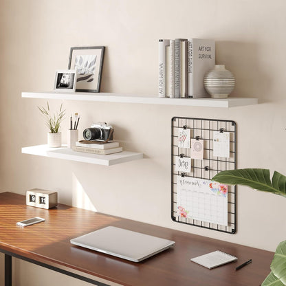 Wall Shelf Set of 2, White Floating Shelves 24 in W x 10 in D x 1 in H, Wooden Floating Wall Shelf with Invisible Brackets for Living Room/Bedroom/Bathroom/Kitchen Storage and Decor