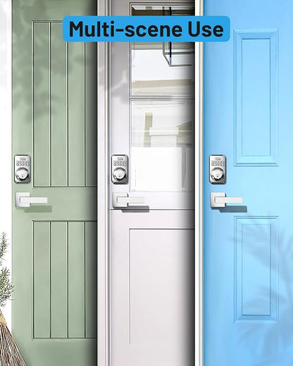 Zowill Keyless Entry Door Lock with 2 Lever Handles, Electronic Keypad Deadbolt, Auto-Locking, Anti-Peeping Password, Digital Code Door Lock, Front Door Handle Sets, Satin Nickel
