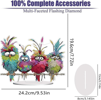 Diamond Painting Kits for Adults Beginners, 5D Full Drill Birds Crystal Art Desktop Ornament, DIY Single Sided Home Office Desk Decor, Creative Craft Gift Set with Tools