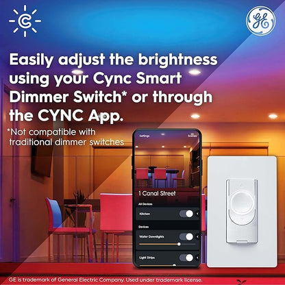 Cync GE Reveal Wafer Smart LED Downlight, Color Changing Lights, Matter Compatible, Compatible with Alexa and Google Home, No Recessed Housing Required, 6 Inches, 75W, 1000 Lumens, (3 Pack)