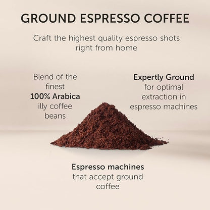 Illy Classico Ground Espresso Coffee, Medium Roast Roast With Notes Of Chocolate & Caramel, 100% Arabica, 8.8 Ounce (Pack Of 1)