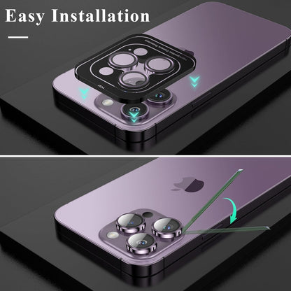 YWXTW Designed for iPhone 14 Pro Max Camera Lens Protector, for iPhone 14 Pro Camera Lens Protector, Individual Metal Anti Scratch HD Clear Case Friendly Tempered Glass Camera Cover, 1 Set (Purple)