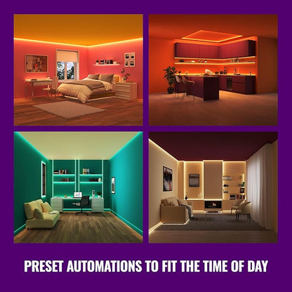 WiZ Connected Smart Light Strip - Sunset to Sunrise Automation + Preset Light Modes + Control with Voice or App, Full Color RGB, 100 ft Cut to Fit
