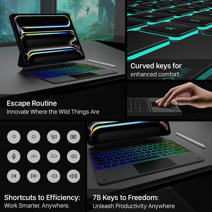 typecase Keyboard Case for iPad Pro 13-inch (M4) 2024,Magic Keyboard with 11 Colors Backlight for iPad Pro 13,Keyboard Case with Pencil Holder,Multi-Touch Trackpad, Easy-Set Magnetic Stand,Black