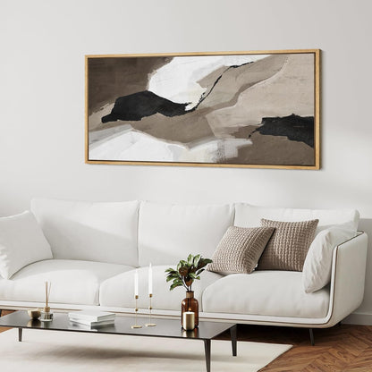 MUDECOR Extra Large Framed Canvas Print Wall Art Abstract Earth Tones Illustrations Antique Retro Fine Art Illustrations Decorative Colorful for Bedroom - 60"x30"