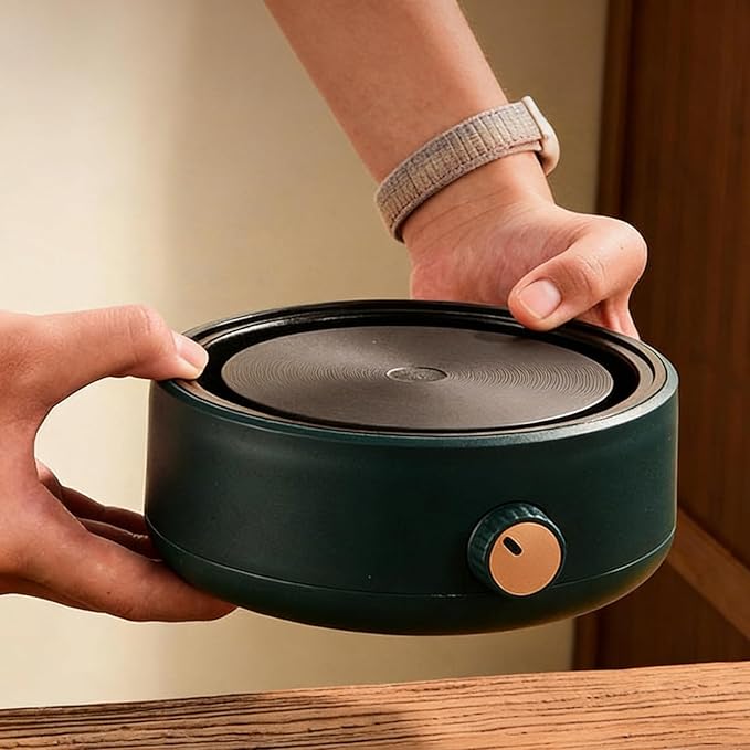 Electric Stove 500W Mini Electric Teapot Heater Stove 4.33in Glass Tea Maker Hot Plates Burner Countertop Stove for Ceramic Glass Kettle (Green)