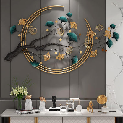 Umbifa Ginkgo Leaf Metal Art Decor 52.7 in * 32.7in 3D Metal Wall Sculpture for Living Room Porch Room Bedroom Modern Art Decor