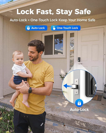 Smart Door Lock, ANYBELL Keyless Entry Door Lock Fingerprint with Keypad Smart Deadbolt for Home, Rental, Office and Hotel TUYA Remote Control, Black