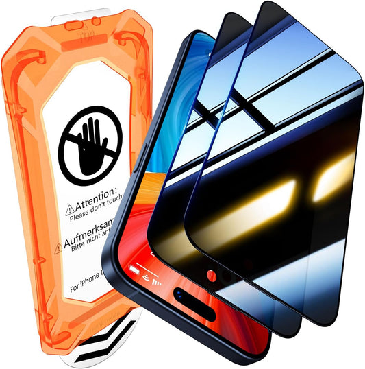 UniqueMe for iPhone 15 Pro Max Privacy Screen Protector - [Military Grade Shatterproof & 9H+ Hardness] Privacy Screen 15 Pro Max Tempered Glass Full Coverage,Easy to install, 2 Packs