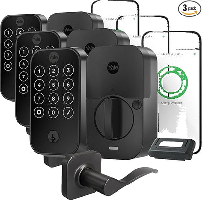 Yale Assure Lock 2 Touchscreen with Wi-Fi and Norwood Lever in Black Suede (Pack of 3)