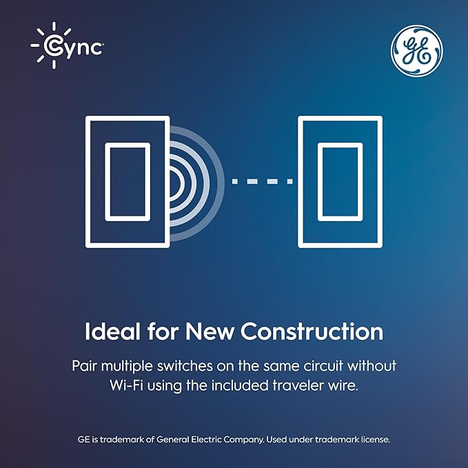 GE Cync Paddle Dimmer Smart Switch, Highly Customizable Dimmer Switch, Works with Alexa and Google Home, Matter Compatible, Easy to Install Smart Light Switch (1 Pack)