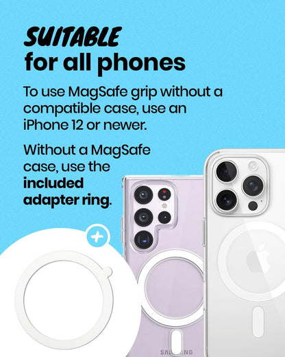 Solid Color Button Phone Grip – Minimalist Design, Durable and Lightweight, Grip and Stand for Smartphones (Blue, Magnetic Type)