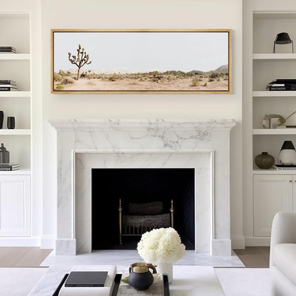 MUDECOR Large Framed Canvas Print Wall Art Desert Solitude Joshua Tree Landscape Antique Retro Fine Art Illustrations Decorative Colorful for Bedroom - 60"x20"