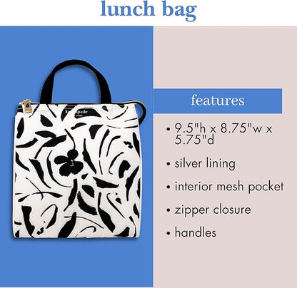 kate spade new york Portable Soft Cooler Lunch Bag, Thermal Tote with Insulated Interior Lining and Storage Pocket, Lunch Tote for Women, Painters Garden