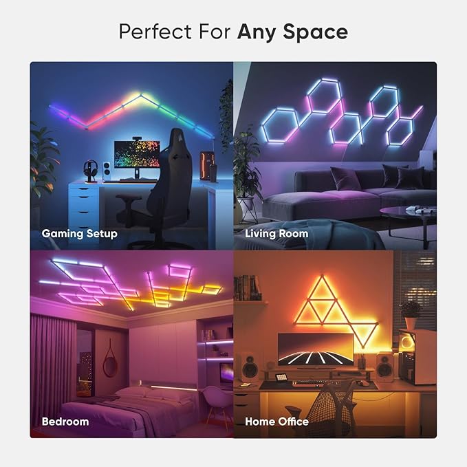 Nanoleaf Lines WiFi Smart RGBW 16M Color LED Dimmable Gaming and Home Decor Wall Lights Smarter Kit (60 Degree Smarter Kit (9 Lines))