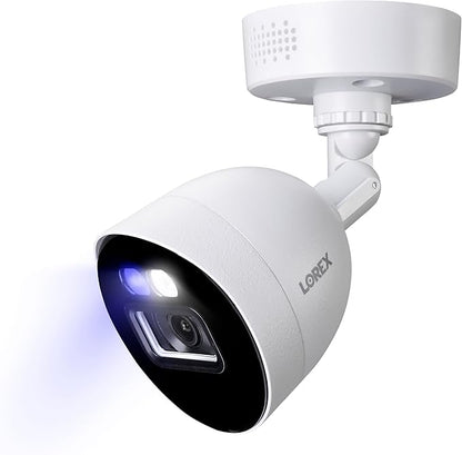 Lorex Indoor/Outdoor 4K Ultra HD Smart Deterrence CVI Wired Add-On Bullet Security Camera | Color & IR Night Vision | Dual Warning LED Lights | Siren | Built-in Speaker | IP67 | White
