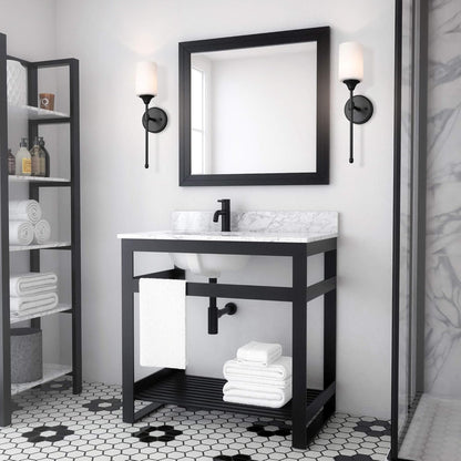 XiNBEi Lighting Wall Sconce, Bathroom Vanity Light with Glass, Wall Fixture Matte Black Finish for Bathroom XB-W1216-MBK
