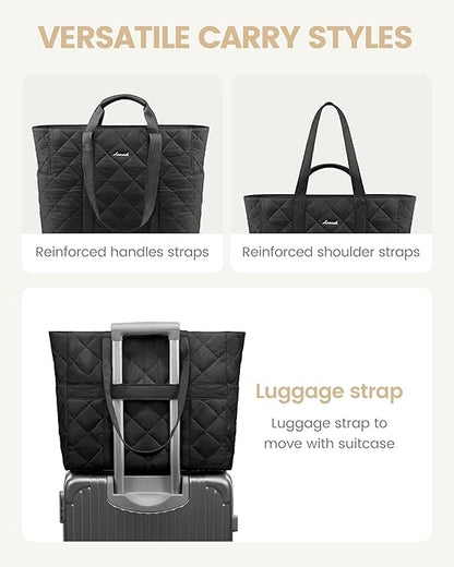 LOVEVOOK Tote Bag for Women,Light Puffer Tote Bag with Multi-pockets,Stylish Carry on Laptop Bags for Daily,Travel,Work,Gym | with Multi-pockets, Stylish, Carry on, for Daily, Travel, Work