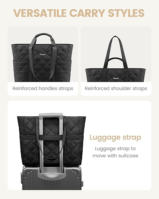 LOVEVOOK Tote Bag for Women,Light Puffer Tote Bag with Multi-pockets,Stylish Carry on Laptop Bags for Daily,Travel,Work,Gym | with Multi-pockets, Stylish, Carry on, for Daily, Travel, Work