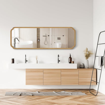 WallBeyond Full Length Mirror Wall Mounted 65"x22", Rustic Wooden Frame Floor Mirror, Large Full Body Mirror for Bedroom, Leaning or Hanging Against Wall (Naturl Solid Wood)