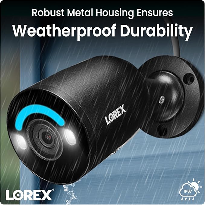 Lorex 4K Wired Security Camera – Outdoor & Indoor Add on PoE Wired Camera Surveillance System for Home & Business – Motion Detection & Smart Security Lighting, Color Night Vision