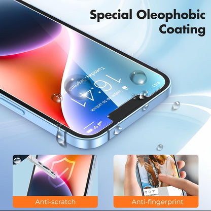 UNBREAKcable 3-Pack Screen Protector for iPhone 16e/14/13/13 Pro, Double Shatterproof Tempered Glass [Easy Installation Frame] [9H Hardness] [99.99% HD Clear] [Bubble Free] [Touch Sensitive]