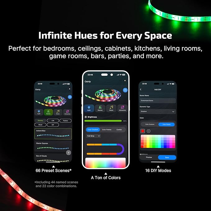 OLIGHT Ostrip Smart LED Strip Lights with App Control Bundle with Sphere 75 lumens Stepless Dimming Table Lamp, Magnetic Rechargeable RGB Ambient
