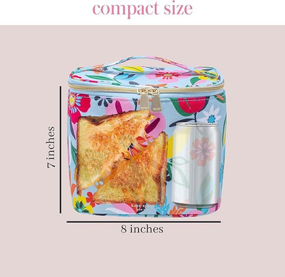kate spade new york, Insulated Lunch Tote, Small Lunch Cooler, Cute Lunch Bag for Women, Striped Thermal Bag with Double Zipper Close and Carrying Handle (Safari Floral)