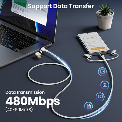 USB C to Multi Charging Cable, USAMS 100W 6.6FT 5A Type C to Type C Fast Charger Charging Cord with LED Display 5-in-1 C/A to C/Micro/IP Sync Charger Adapter Compatible for Laptop/Tablet/Phone