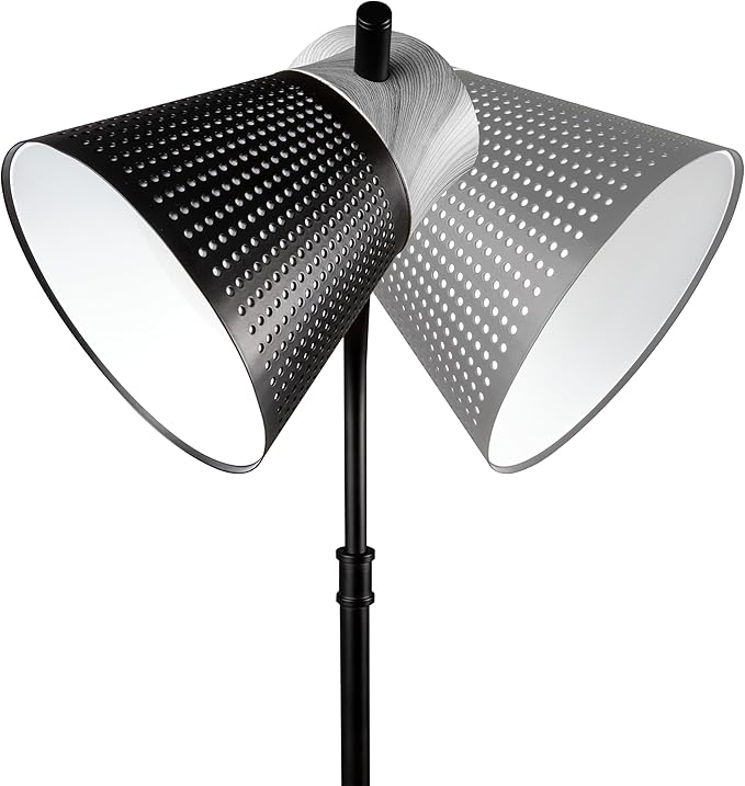 OttLite Wellness Series Wireless Charging LED Table Lamp, Black with Grey Woodgrain Accents,Touch Activated Controls, Flexible Neck, ClearSun LED Light, for Work, Study, Reading…