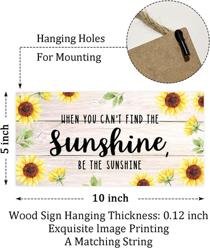 Be The Sunshine Wooden Hanging Sign Plaque, Sunflower Wall Decor Sign With Inspirational Quotes, Rustic Wood Sign Wall Art for Home Nursery Living Dining Room Farmhouse Garden Yard - A21