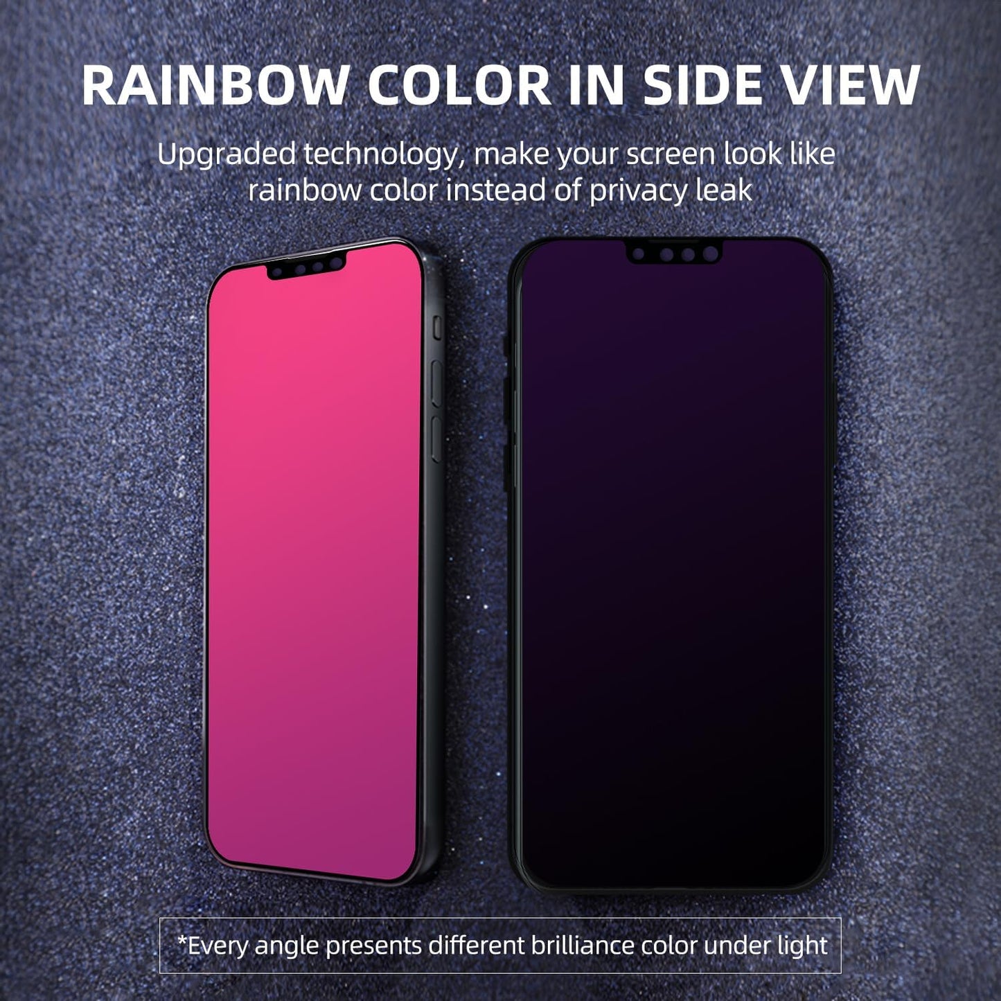 EGKimBa Privacy Screen Protector - Compatible with iPhone 16e, 14, 13 and 13 Pro 6.1 inch Gradient Colorful Electroplated Anti-Spy Anti-Blue Light Tempered Glass