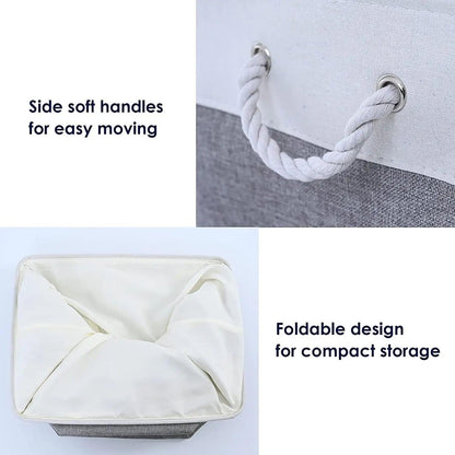 TcaFmac Small Storage Baskets for Shelf 6 Pack Canvas Storage Basket with Handles Fabric Storage Basket for Organizing Storage Bin (White and Grey, 12x8x5")