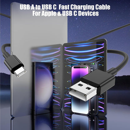 3-Pack Black [3.3FT+3.3FT+6FT] USB A to USB C Cable，USB to USB C Car Carplay Cable for iPhone 16 15 Pro Plus Pro Max，for iPad Pro/Air/Mini，for Samsung S24/S23/S22/S21，for MacBook Pro/Air and More