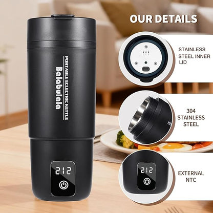 Travel Electric Kettle, Balabulala Portable Water Boiler with 6 Variable Presets,Small Electric Kettle with Keep Warm Temperature Controls & Boil Dry Protection, 17oz,Black