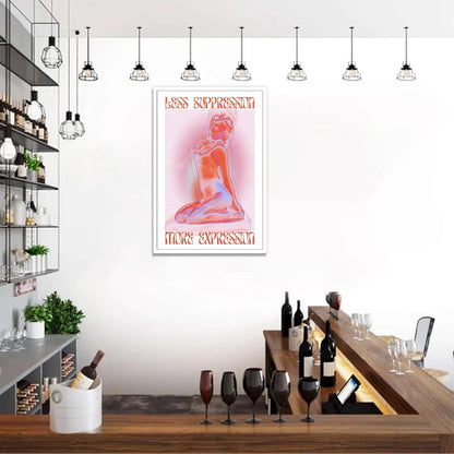 Spiritual Affirmation Art Poster Pink Woman Canvas Wall Art Aesthetic Pictures Sexy Woman Prints Painting Trendy Gradient Aesthetic Wall Decor Living Room Bedroom 12x16in Unframed