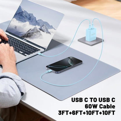 iPhone 16 15 Pro Max Charger Fast Charging,45W Dual Port USB C Fast Charger Block [2-Pack] & Extra Long 60W 3/6/10/10FT USB C Cable - PD Quick Adapter 3.0 for iPhone 16 15/16 15Pro/16 15 Plus.